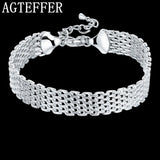 925 Silver Weaving Chain Bracelet for Women Wedding Party Christmas