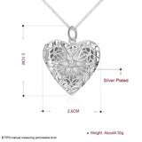 925 Silver Heart Photo Frame Pendant Necklace 18" Chain Wedding Jewelry