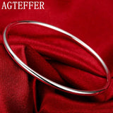 925 Sterling Silver Bracelet Smooth Bangle for Women