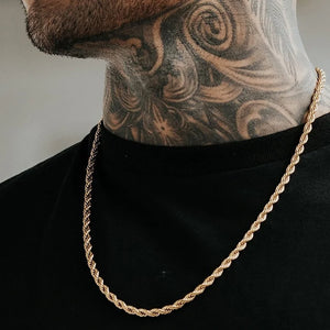 Hip Hop 24K Rope Twist Necklace Wedding Jewelry