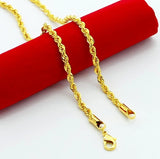 Hip Hop 24K Rope Twist Necklace Wedding Jewelry