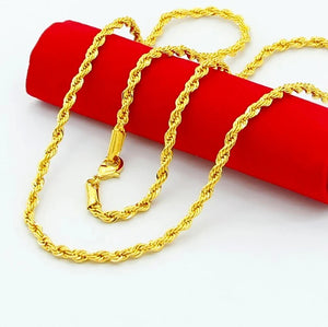 Hip Hop 24K Rope Twist Necklace Wedding Jewelry