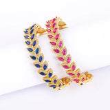 Branch Leaf Shape Adjustable Bracelet Copper Cubic Zircon Ornaments