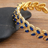 Branch Leaf Shape Adjustable Bracelet Copper Cubic Zircon Ornaments