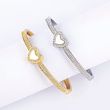 Classic Heart Shape Adjustable Bracelet Copper CZ Decorative Jewelry