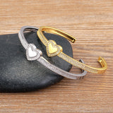 Classic Heart Shape Adjustable Bracelet Copper CZ Decorative Jewelry