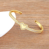 Classic Heart Shape Adjustable Bracelet Copper CZ Decorative Jewelry