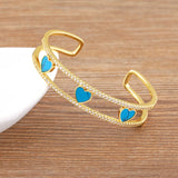 Heart Shape Copper Cubic Zircon Women Double-layer Bracelet
