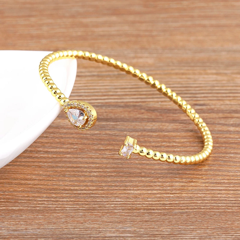 Water Drop Zircon Cuff Bracelet for Women