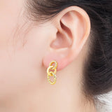 Three Circles Copper CZ Piercing Women Filled Stud Earrings