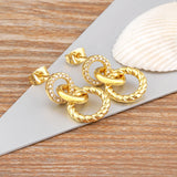 Three Circles Copper CZ Piercing Women Filled Stud Earrings