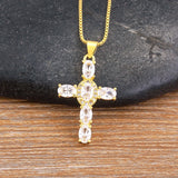 Colorful Rhinestone Pendant Necklace Copper CZ Crystal Jewelry
