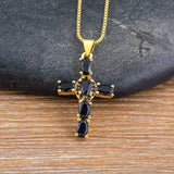 Colorful Rhinestone Pendant Necklace Copper CZ Crystal Jewelry