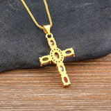 Colorful Rhinestone Pendant Necklace Copper CZ Crystal Jewelry