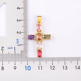 Colorful Rhinestone Pendant Necklace Copper CZ Crystal Jewelry