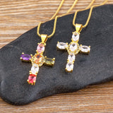Colorful Rhinestone Pendant Necklace Copper CZ Crystal Jewelry