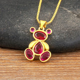 Bear 6 Colors Crystal Pendant Women Necklace Jewelry Gift
