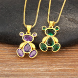 Bear 6 Colors Crystal Pendant Women Necklace Jewelry Gift