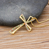 Colorful CZ Choker Necklace Charm Pendant Copper Gift