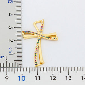 Colorful CZ Choker Necklace Charm Pendant Copper Gift