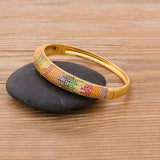 Colorful Crystal Bangle Copper CZ Cuff Bracelet Charm Jewelry