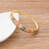 Colorful Crystal Bangle Copper CZ Cuff Bracelet Charm Jewelry