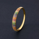 Colorful Crystal Bangle Copper CZ Cuff Bracelet Charm Jewelry