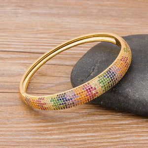 Colorful Crystal Bangle Copper CZ Cuff Bracelet Charm Jewelry