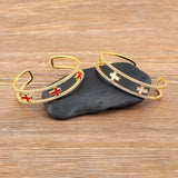 Copper CZ Women's Bracelet Cross Crystal Cuff