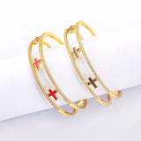 Copper CZ Women's Bracelet Cross Crystal Cuff