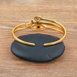 Zircon Evil Eye Bangle Bracelet Copper Plated Layered Open Bangles Jewelry