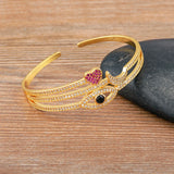 Zircon Evil Eye Bangle Bracelet Copper Plated Layered Open Bangles Jewelry