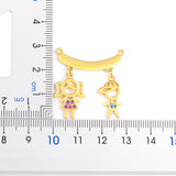Girl & Boy Rhinestone Pendant Copper Zircon Necklace