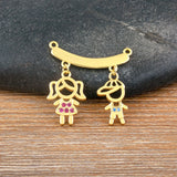 Girl & Boy Rhinestone Pendant Copper Zircon Necklace