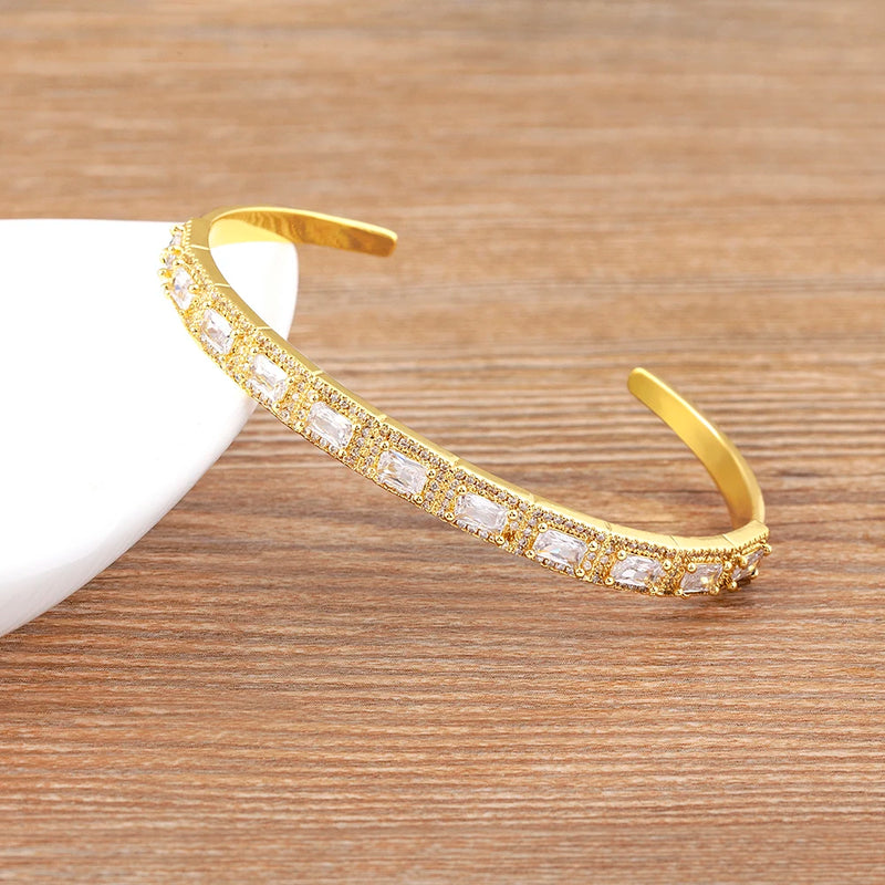 Classic Copper CZ Open Adjustable Bracelet Jewelry for Women