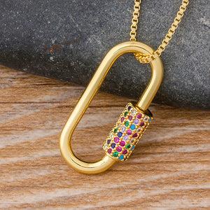 Lock Hook Spiral Clasps Necklace 3 Colors Carabiner Necklaces