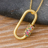 Lock Hook Spiral Clasps Necklace 3 Colors Carabiner Necklaces