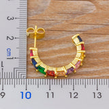Colorful Micro Pave CZ Charm Crystal Stud Earrings