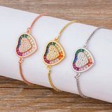 Lovely Heart Rainbow Bracelet Bangle Adjustable Cubic Zircon Chain
