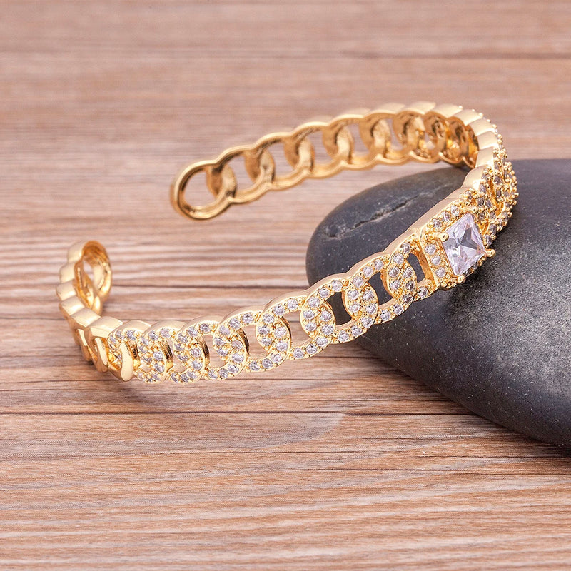 Geometric Rhinestone Open Bracelet Women Jewelry