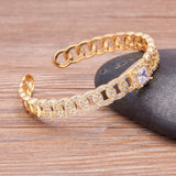 Geometric Rhinestone Open Bracelet Women Jewelry