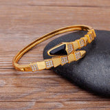 Copper Zircon Snake Bracelet for Women Cuff Bangles Party Wedding Jewelry Gift