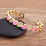 Enamel Candy Water Drop Crystal Zircon Adjustable Bracelet