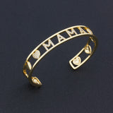 Mama Letter Love Cuff Bracelet Plated Rhinestone Charm Copper