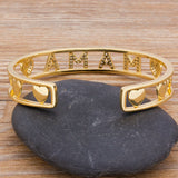 Mama Letter Love Cuff Bracelet Plated Rhinestone Charm Copper
