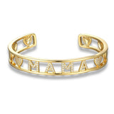 Mama Letter Love Cuff Bracelet Plated Rhinestone Charm Copper