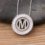 Micro Pave CZ Initial Letter Pendant Name Necklace Charm