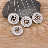 Micro Pave CZ Initial Letter Pendant Name Necklace Charm