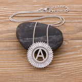 Micro Pave CZ Initial Letter Pendant Name Necklace Charm