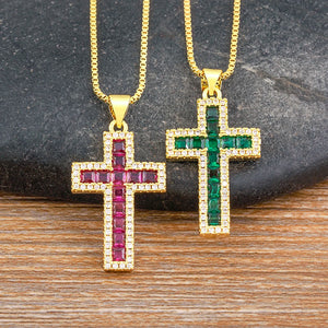 Crystal Pendant Necklace Copper Choker 6 Colors Religion Jewelry Gift